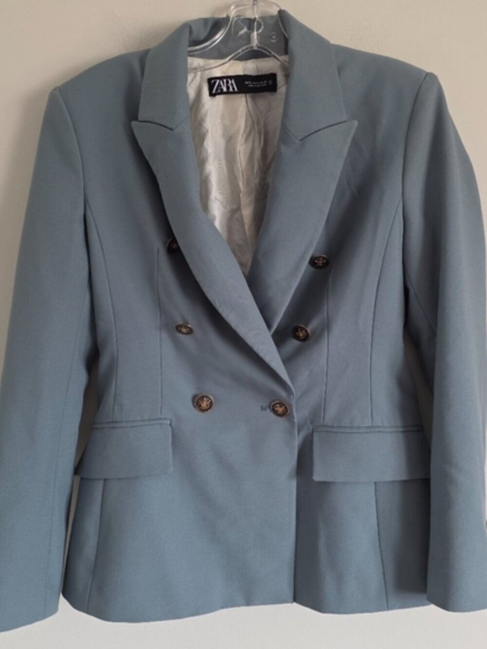 ZARA | Double Breasted Blazer Blue Sz S - Picture 3 of 7